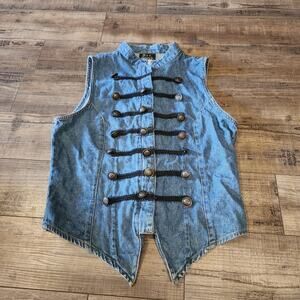 Vintage DCC Denim Vest Button up Rock N Roll Size Medium 2411